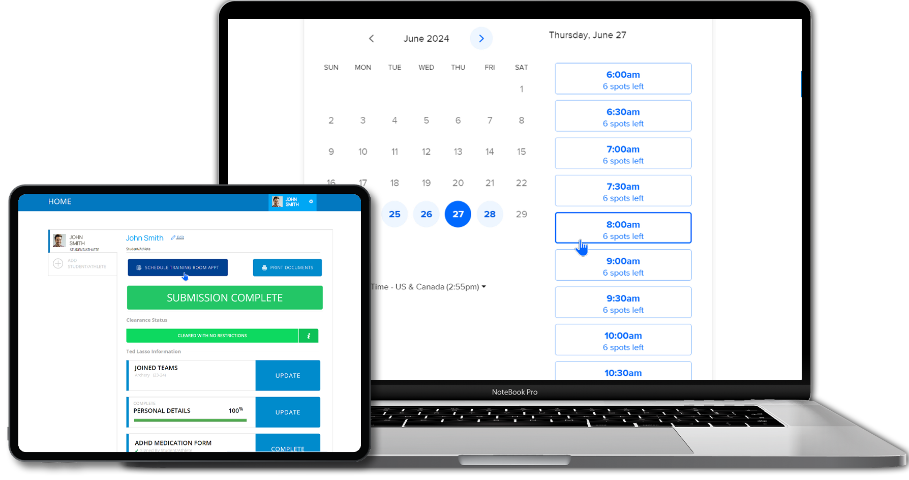 Laptop and Tablet Interface Scheduler